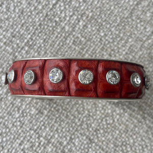 Bracelet en argent et croco rouge
