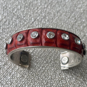 Bracelet en argent et croco rouge