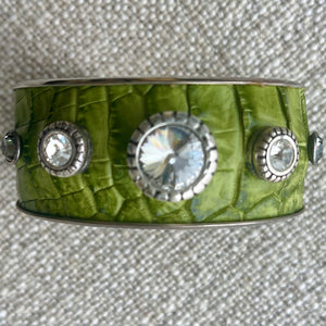Bracelet en argent et croco vert